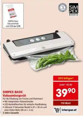 Interspar SIMPEX BASIC Vakuumiergerät Angebot