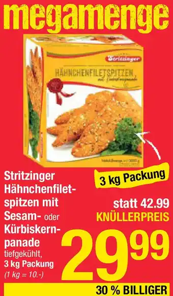 Maximarkt Stritzinger Hähnchenfilet- spitzen mit Sesam- oder Kürbiskern- panade Angebot