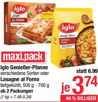 Maximarkt Genießer-Pfanne oder Lasagne al Forno Angebot