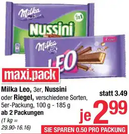 Maximarkt Milka Leo, 3er, Nussini oder Riegel Angebot