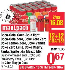Maximarkt Coca-Cola light, Coca-Cola Zero, Coke Lemon Zero, Coke Vanilla, Coke Zero Lime, Coke Cherry, Fanta, Sprite oder Mezzo Mix Angebot