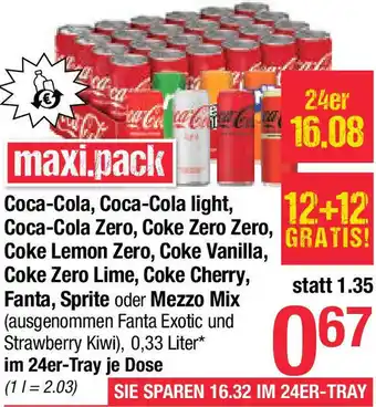 Maximarkt Coca-Cola light, Coca-Cola Zero, Coke Lemon Zero, Coke Vanilla, Coke Zero Lime, Coke Cherry, Fanta, Sprite oder Mezzo Mix Angebot