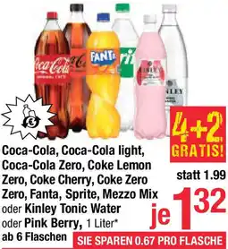 Maximarkt Coca-Cola light, Coca-Cola Zero, Coke Lemon Zero, Coke Cherry, Coke Zero, Fanta, Sprite, Mezzo Mix oder Kinley Tonic Water Angebot