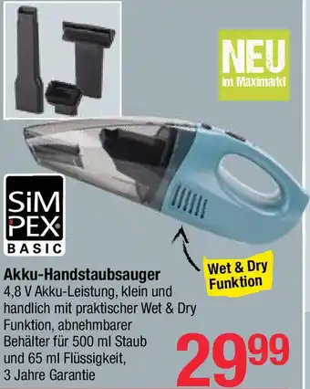 Maximarkt Akku-Handstaubsauger Angebot