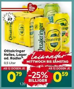 Billa Ottakringer Helles, Lager od. Radler Angebot