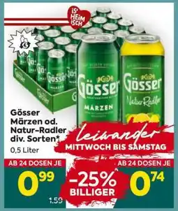 Billa Gösser Märzen od. Natur-radler div. Sorten Angebot