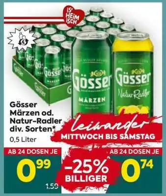 Billa Gösser Märzen od. Natur-radler div. Sorten Angebot