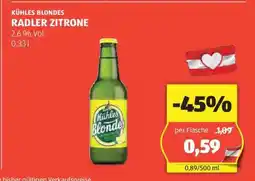 Hofer KÜHLES BLONDES RADLER ZITRONE Angebot