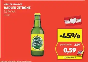 Hofer KÜHLES BLONDES RADLER ZITRONE Angebot