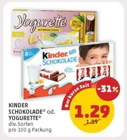 PENNY KINDER SCHOKOLADE OD. YOGURETTE Angebot