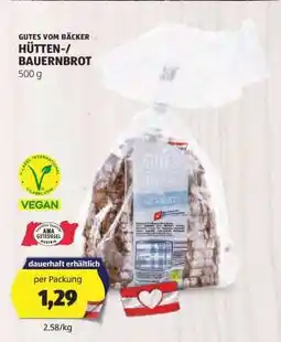 Hofer GUTES VOM BÄCKER HÜTTEN-/BAUERNBROT Angebot