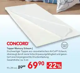 Matratzen Concord Topper memory schaum Angebot