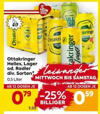 Billa Ottakringer Helles, Lager od. Radler div. Sorten Angebot