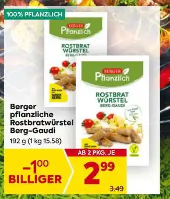 Billa Berger pflanzliche Rostbratwürstel Berg-Gaudi Angebot