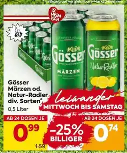 Billa Gösser Märzen od. Natur-radler div. Sorten Angebot
