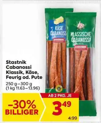 Billa Stastnik Cabanossi Klassik, Käse, Feurig od. Pute Angebot
