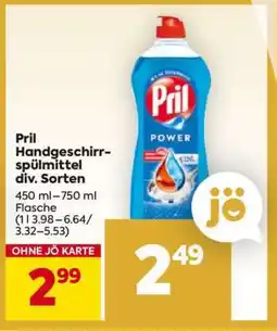 Billa Pril Handgeschirrspülmittel div. Sorten Angebot