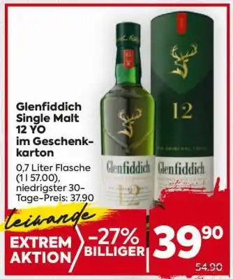 Billa Glenfiddich Single Malt 12 YO im Geschenkkarton Angebot