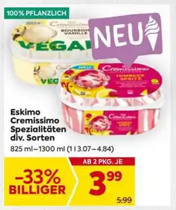 Billa Eskimo Cremissimo Spezialitäten div. Sorten Angebot
