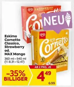 Billa Eskimo Cornetto Classico, Strawberry od. MAX Mango Angebot