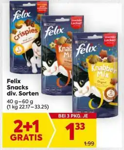 Billa Felix Snacks div. Sorten Angebot