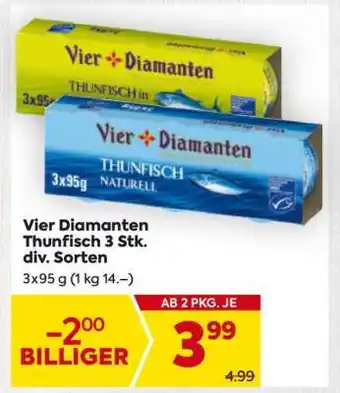 Billa Vier Diamanten Thunfisch 3 Stk. div. Sorten Angebot