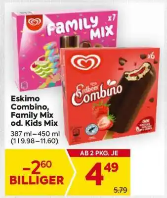 Billa Eskimo Combino, Family Mix od. Kids Mix Angebot