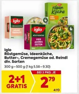 Billa Iglo Röstgemüse, Ideenküche, Butter-, Cremegemüse od. Reindl div. Sorten Angebot