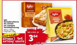 Billa Iglo Genießerpfanne div. Sorten od. Lasagne Vorteilspackung Angebot