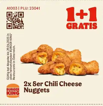 Burger King 2x 5er chili cheese burger nuggets Angebot