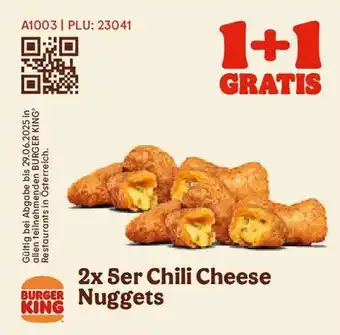 Burger King 2x 5er chili cheese burger nuggets Angebot