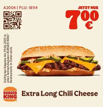 Burger King Extra long chili cheese Angebot