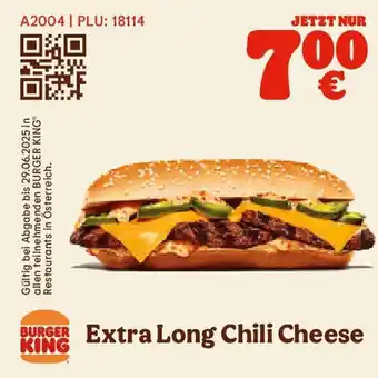 Burger King Extra long chili cheese Angebot