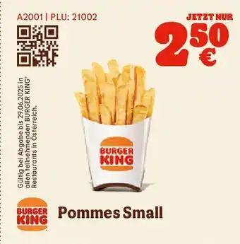 Burger King Pommes small Angebot