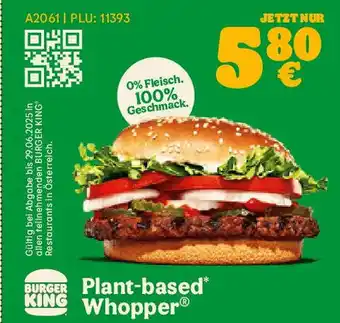 Burger King Plant-based whopper Angebot