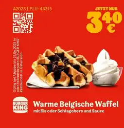 Burger King Warme belgische waffel Angebot