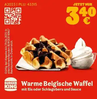 Burger King Warme belgische waffel Angebot