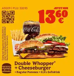 Burger King Double whopper cheeseburger regular pommes softdrink Angebot