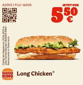 Burger King Long chicken Angebot