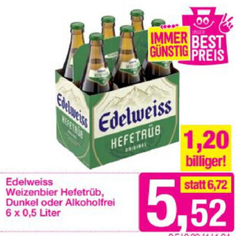 Sutterlüty Edelweiss Weizenbier Hefetrüb Dunkel Oder Alkoholfrei 6x0,5 Liter Angebot