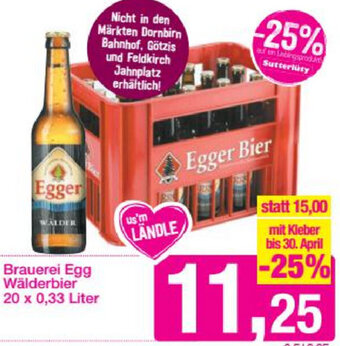 Sutterlüty Brauerei egg Wälderbier 20 x 0,33 Liter Angebot