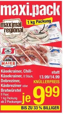 Maximarkt Käsekrainer, chili- käsekrainer Angebot