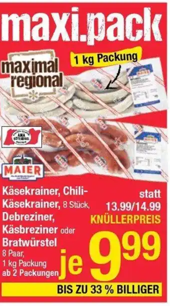Maximarkt Käsekrainer, chili- käsekrainer Angebot