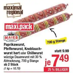 Maximarkt Pfefferwurst, knoblauch- wurst hart oder chiliwurst Angebot