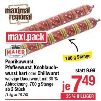 Maximarkt Pfefferwurst, knoblauch- wurst hart oder chiliwurst Angebot