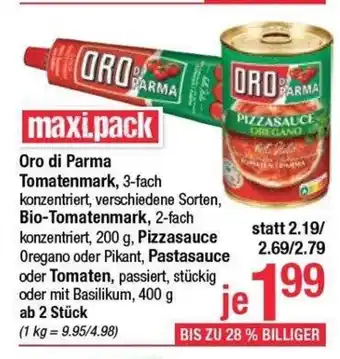 Maximarkt Oro di parma tomatenmark, 3-fach konzentriert Angebot