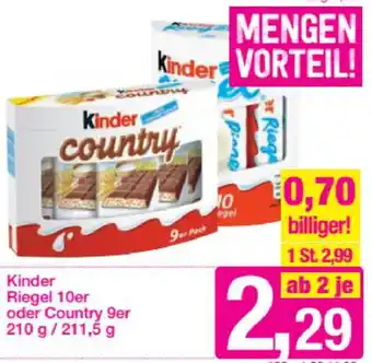 Sutterlüty Kinder Riegel 10er Oder Country 9er 210 g/211,5 g Angebot