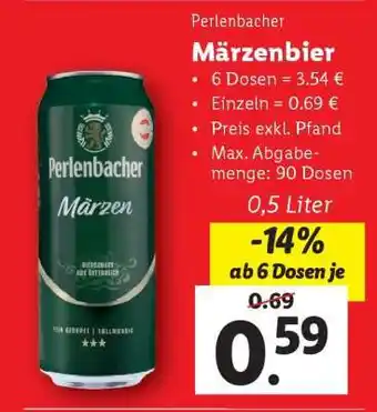 Lidl Perlenbacher Märzenbier Angebot