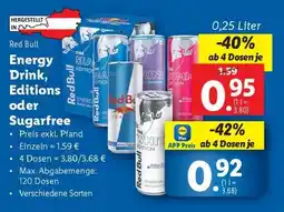 Lidl Red Bull Energy Drink, Editions oder Sugarfree Angebot