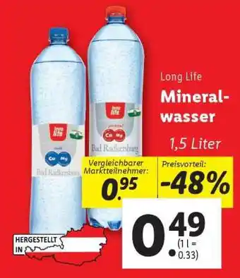 Lidl Long Life Mineralwasser Angebot